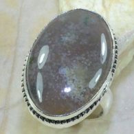 טבעת בשיבוץ אבן אגט אוושן אפרפר כסף 925 מידה: 7.5