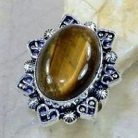טבעת בשיבוץ אבן טייגר אי זהב כסף 925 מידה: 8