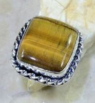 טבעת בשיבוץ אבן טייגר אי זהב כסף 925 מידה: 9.75