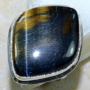 טבעת משובצת באבן טייגר אי זהב כסף 925 מידה: 8