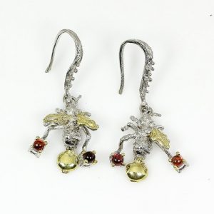 עגילים בשיבוץ אבני גרנט עגילי יוקרה עבודת יד