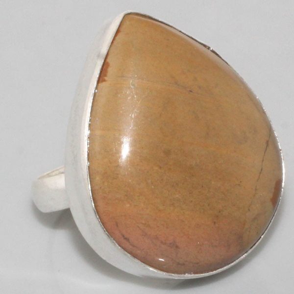 טבעת בשיבוץ אבן ג'ספר פיקצ'ר כסף 925 מידה: 7.5
