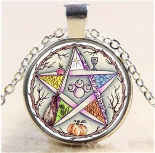 תליון ושרשרת ויקה מוכסף סמל הפנטגרם 4 עונות