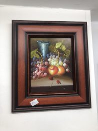 ציור שמן פירות מסגרת עץ חום במידה: 35*40 ס"מ