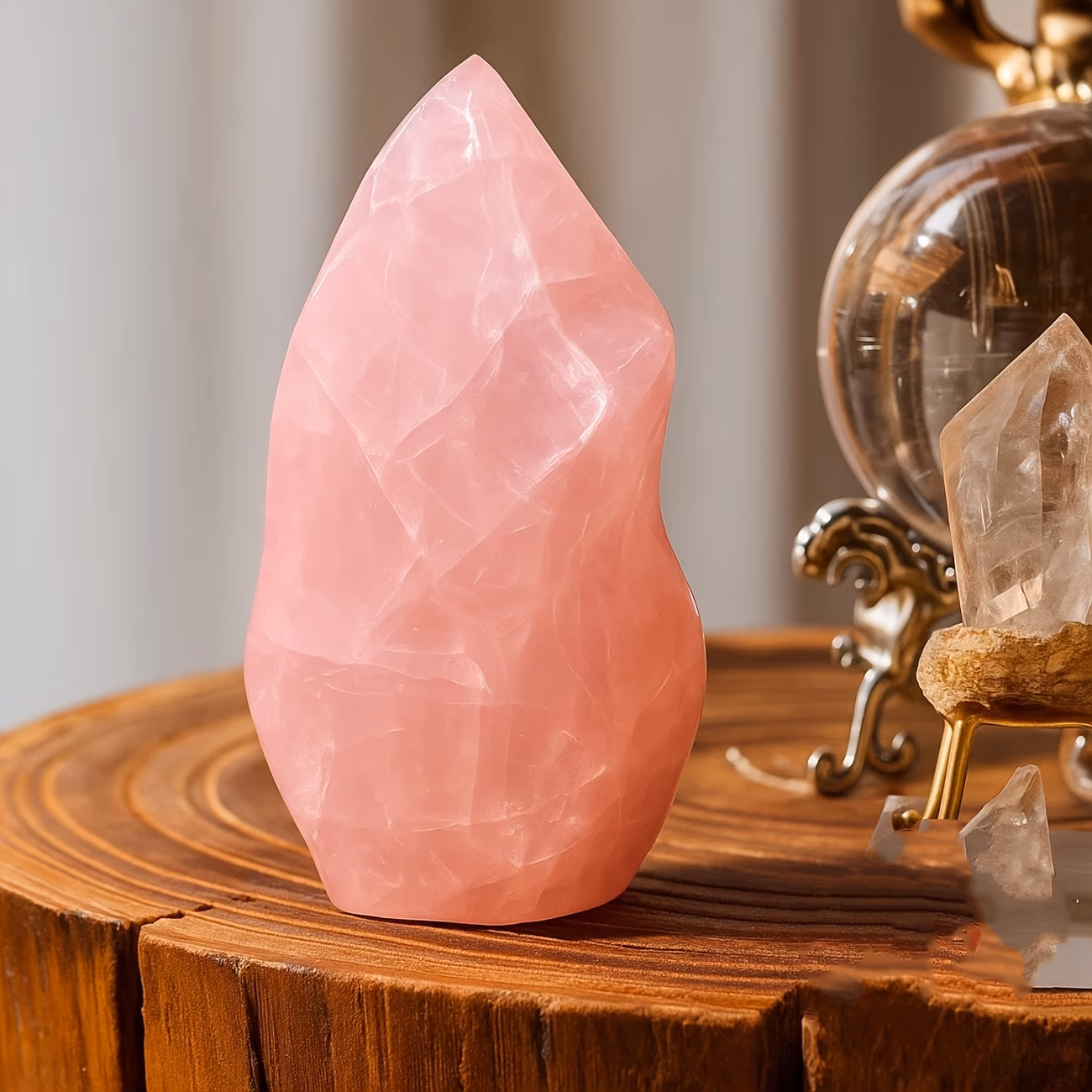 רוז קוורץ פסל להבה במשקל: כ 300 גרם